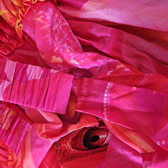 💜 Love Binetti Hera Print Dress Pink/ Fuchsia 100% Silk NWOT Sz XS - Picture 5 of 8